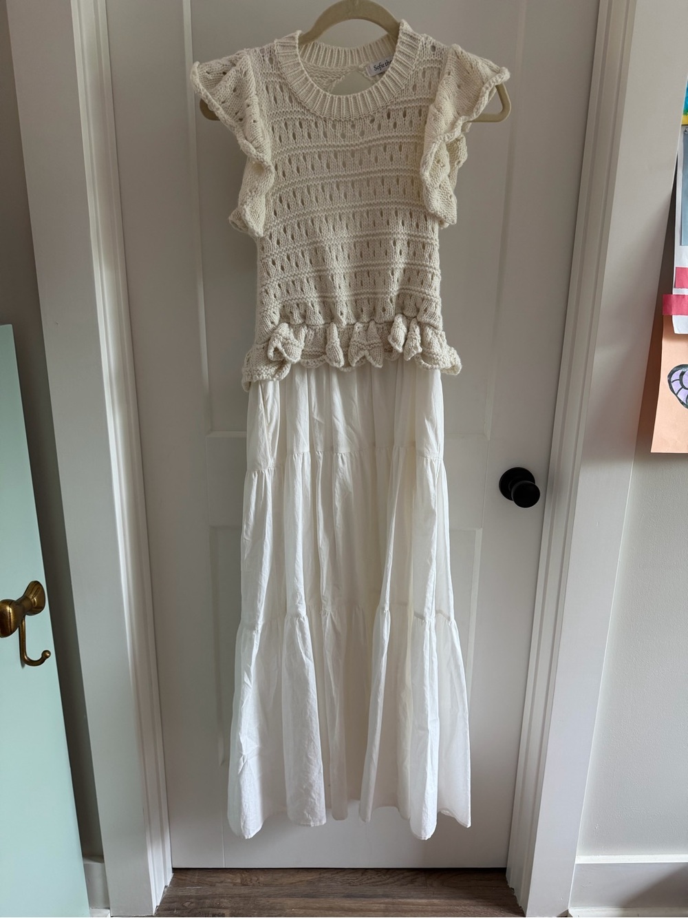 Girls Cream and White Maxi Dress